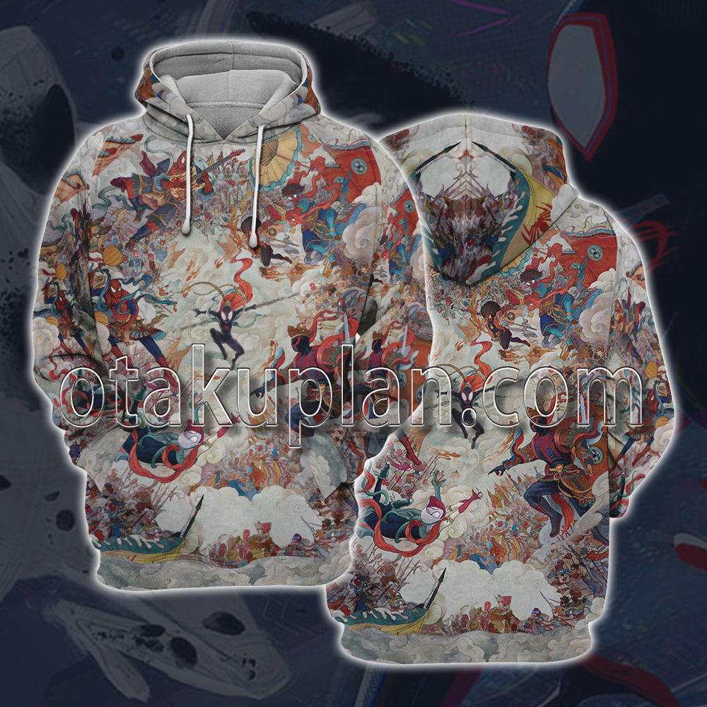 Spider Hero Across The Spider Verse Havoc In Heaven Poster Cosplay Hoodie