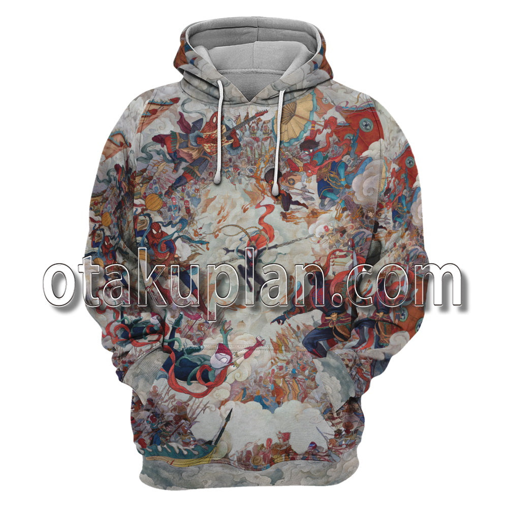 Spider Hero Across The Spider Verse Havoc In Heaven Poster Cosplay Hoodie