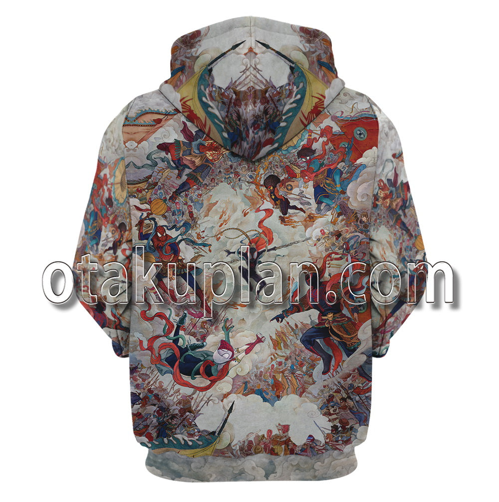 Spider Hero Across The Spider Verse Havoc In Heaven Poster Cosplay Hoodie
