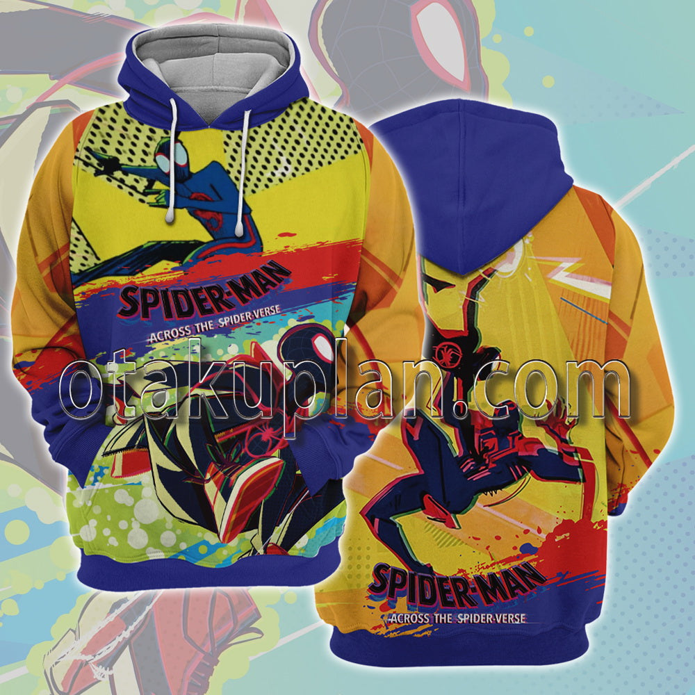 Spider Hero Across the Spider Verse Miles Morales Miguel O Hara Inkjet Style Hoodie