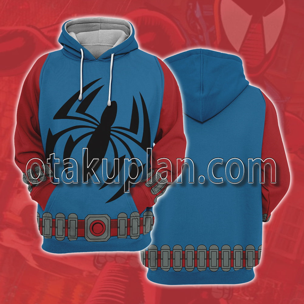 Spider Hero Across The Spider Verse Scarlet Spider Ben Reilly Spider Suit Cosplay Hoodie