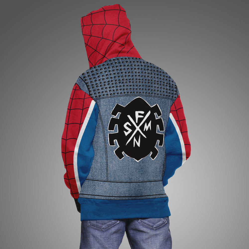 Spider Hero Across the Spider Verse Spider Punk Game DLC Suits Cosplay Hoodie