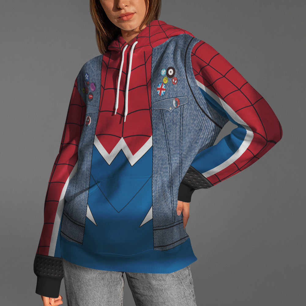 Spider Hero Across the Spider Verse Spider Punk Game DLC Suits Cosplay Hoodie