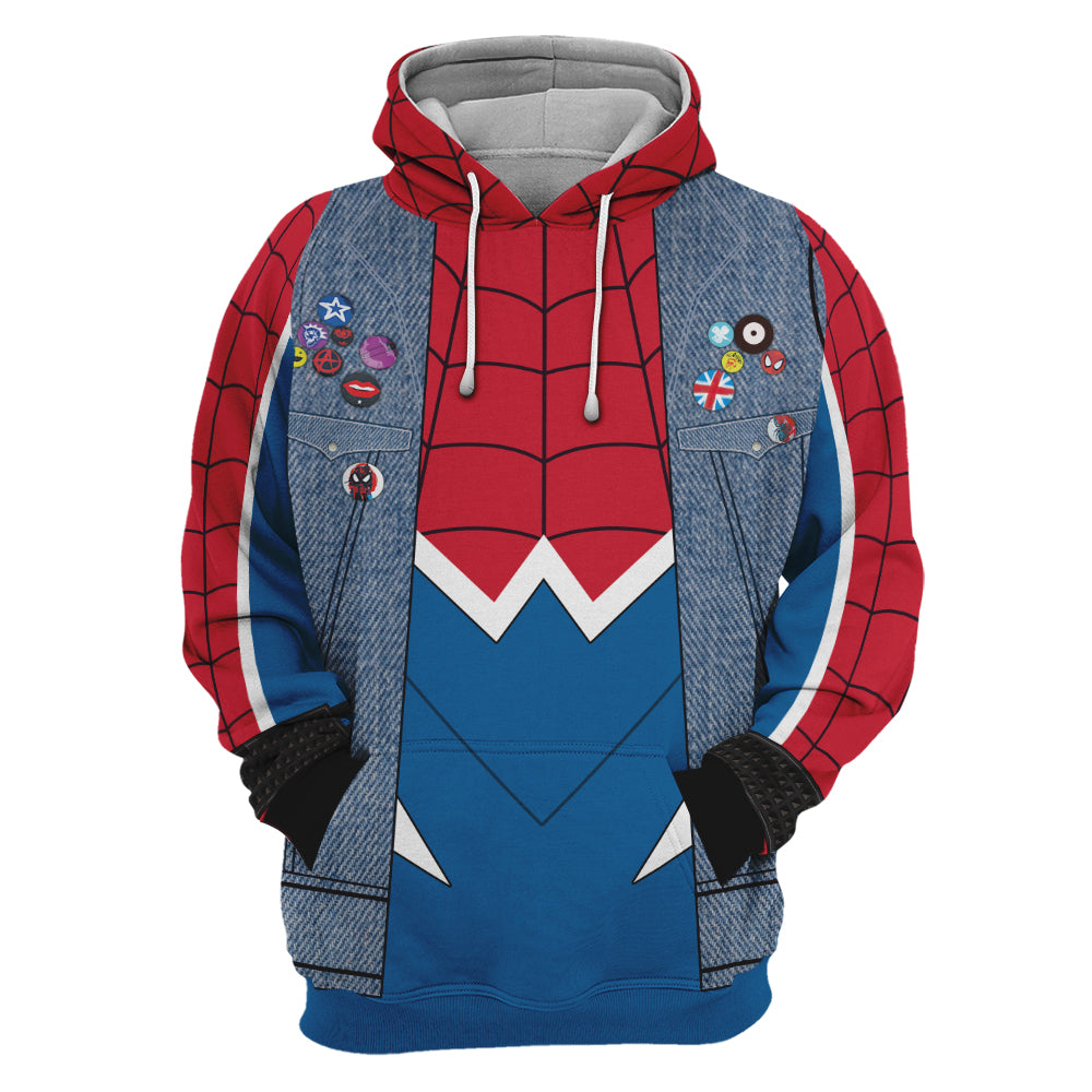 Spider Hero Across the Spider Verse Spider Punk Game DLC Suits Cosplay Hoodie