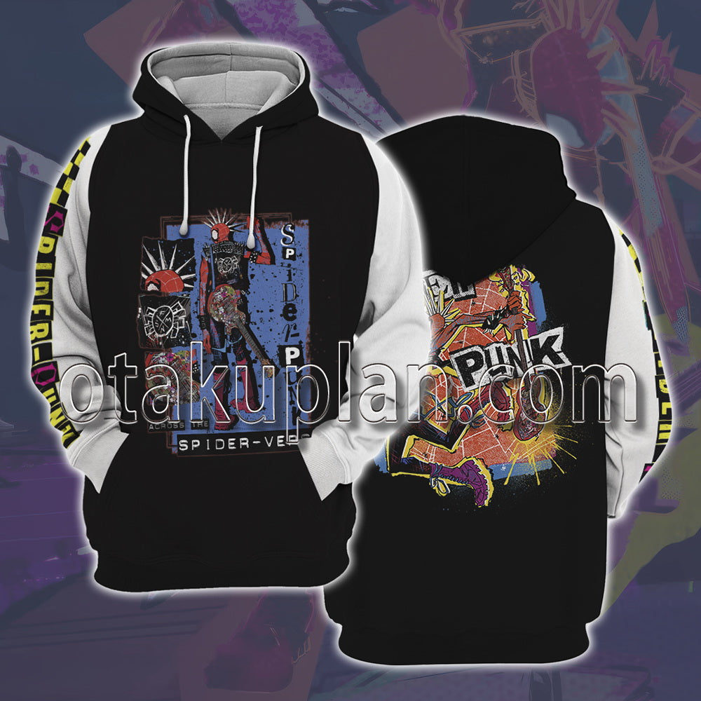 Spider Hero Across The Spider Verse Spider Punk Hobart Brown Smashing Guitar Cosplay Hoodie