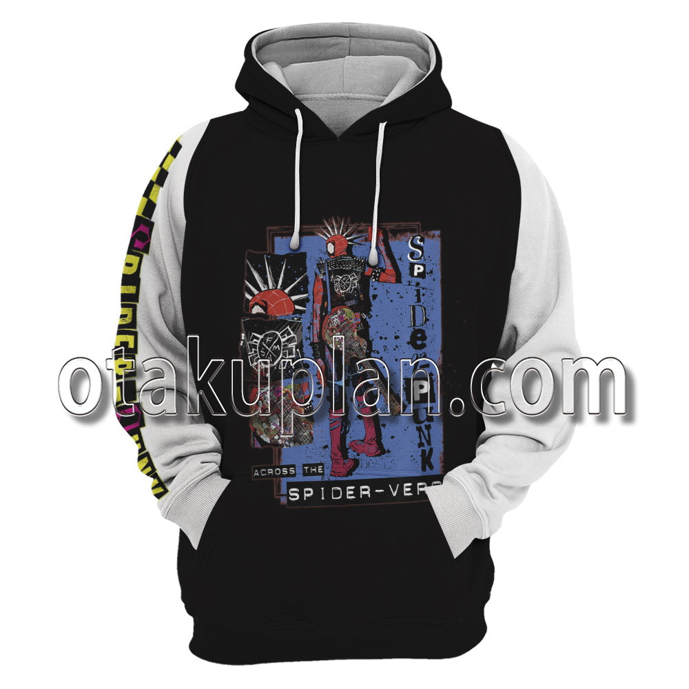 Spider Hero Across The Spider Verse Spider Punk Hobart Brown Smashing Guitar Cosplay Hoodie