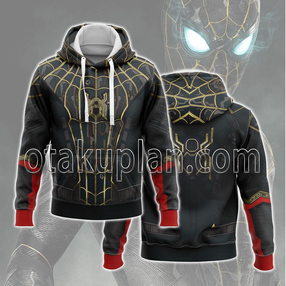 Spider Hero No Way Home BLACK &amp; GOLD SUIT Cosplay Hoodie