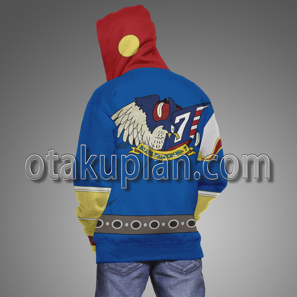 Super Smash Bros F-Zero GX Captain Falcon Blue Suit Cosplay Hoodie