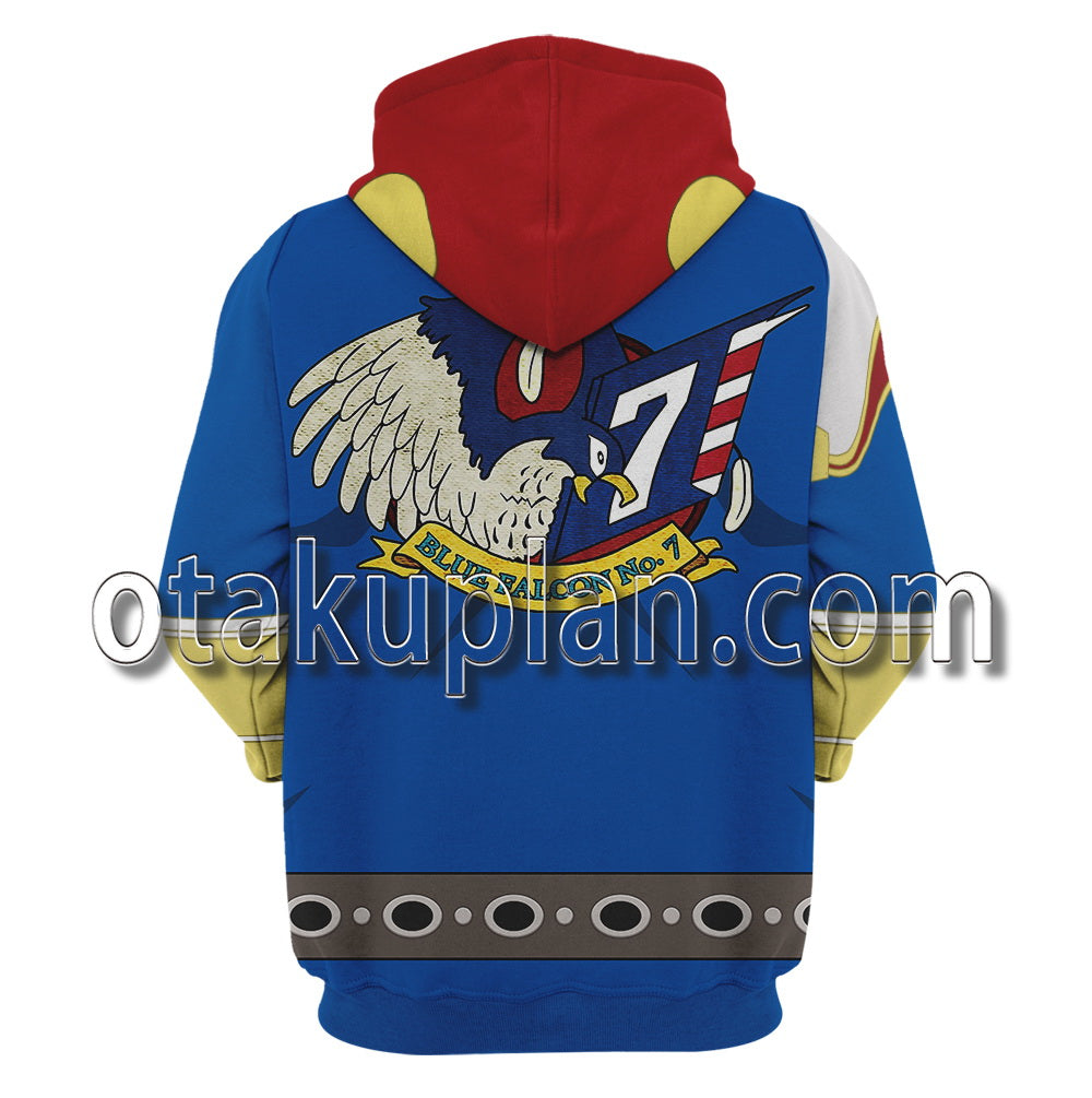 Super Smash Bros F-Zero GX Captain Falcon Blue Suit Cosplay Hoodie
