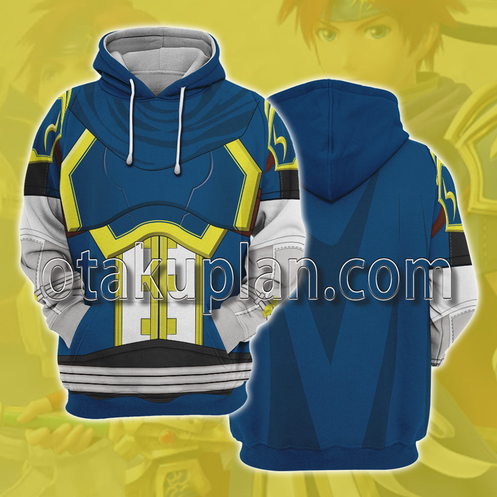 Super Smash Bros Ultimate Anime Roy Blue And White Color Armor Cosplay Hoodie