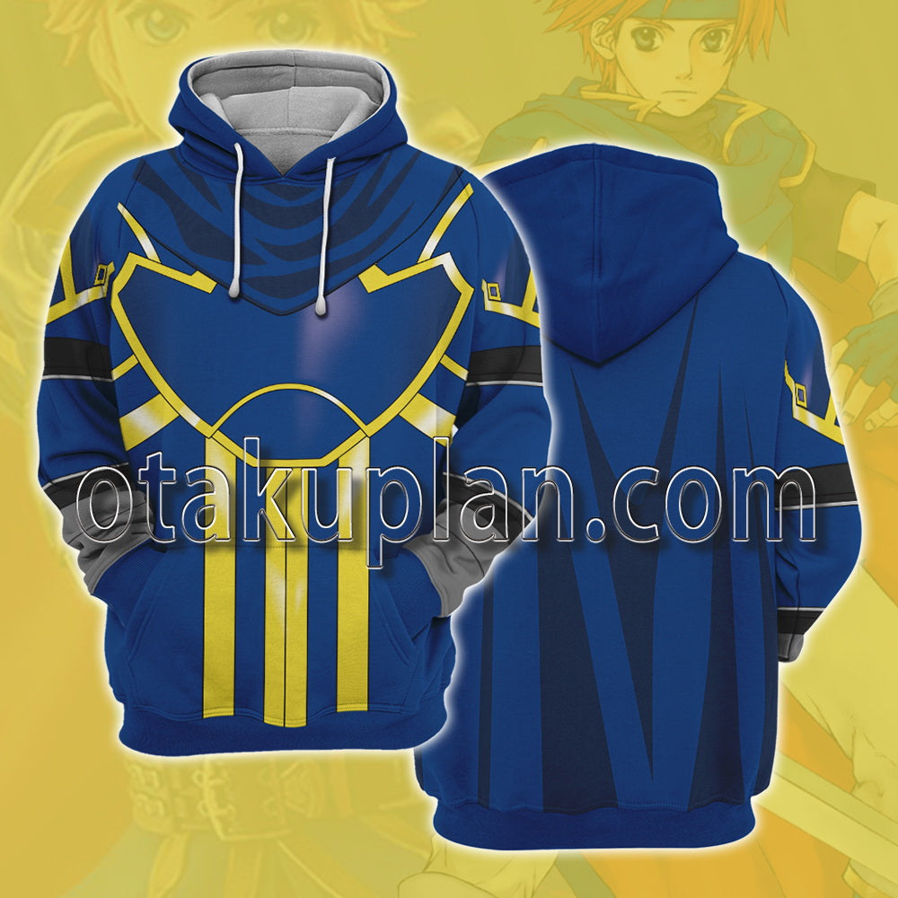 Super Smash Bros X Anime The Binding Blade Roy Blue Armor Cosplay Hoodie
