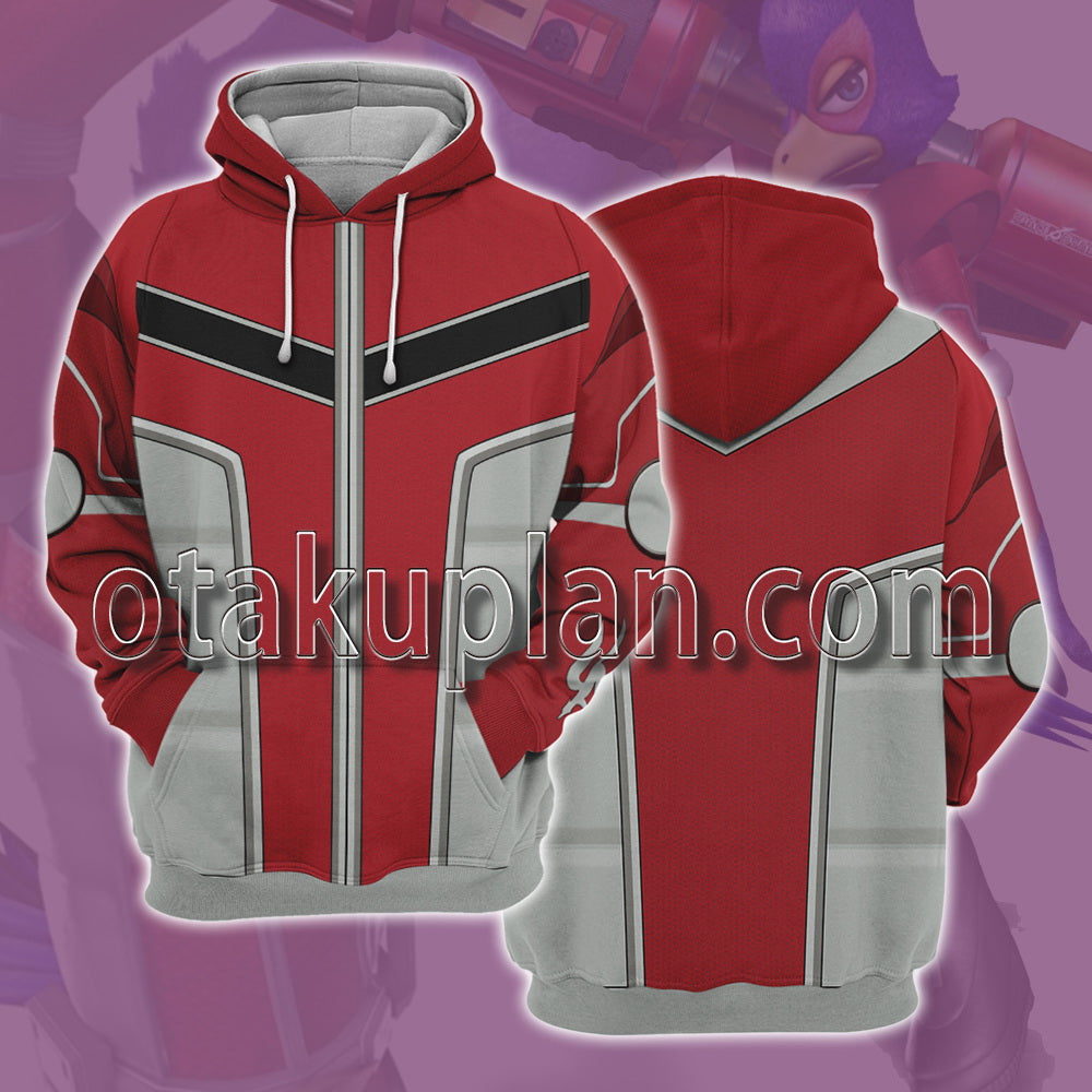 Super Smash Bros X Star Fox Assault Falco Lombardi Red Uniform Cosplay Hoodie