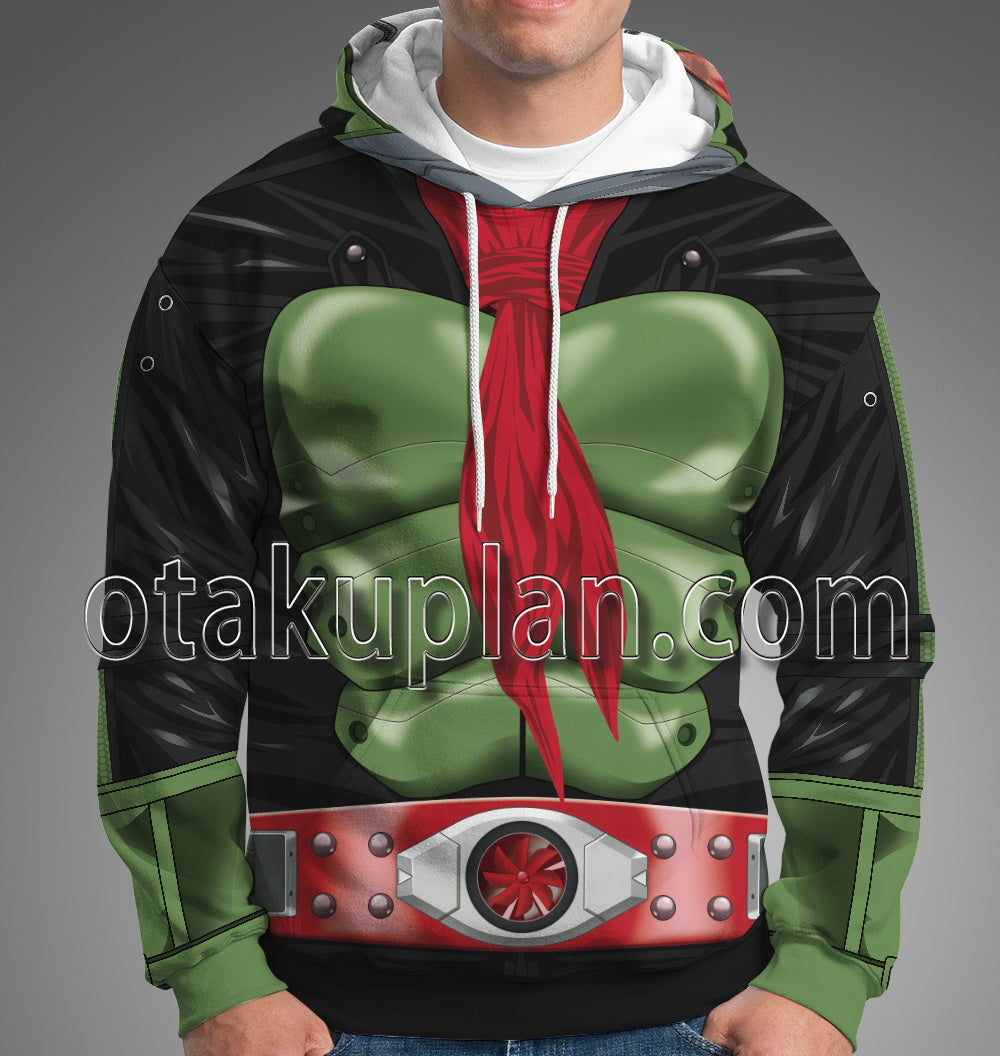 Takeshi Hongo Hopper Red Scarf Green The First Cosplay Hoodie