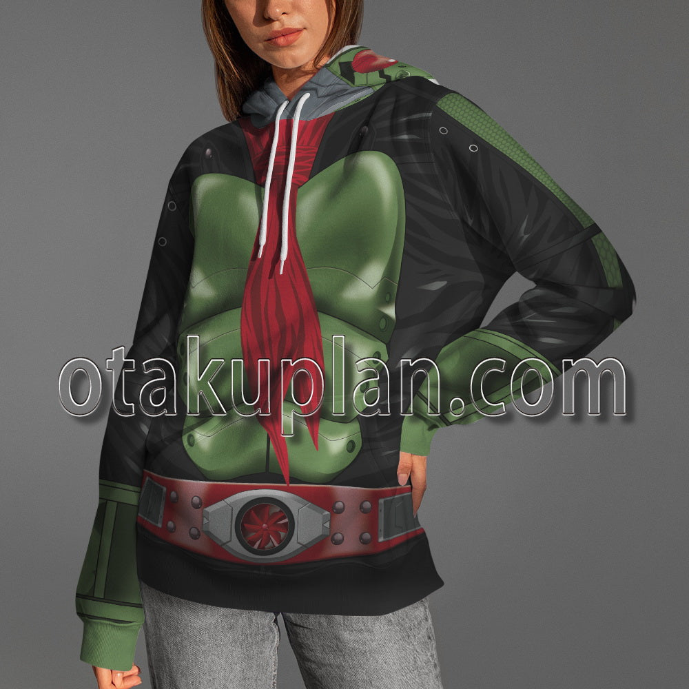 Takeshi Hongo Hopper Red Scarf Green The First Cosplay Hoodie