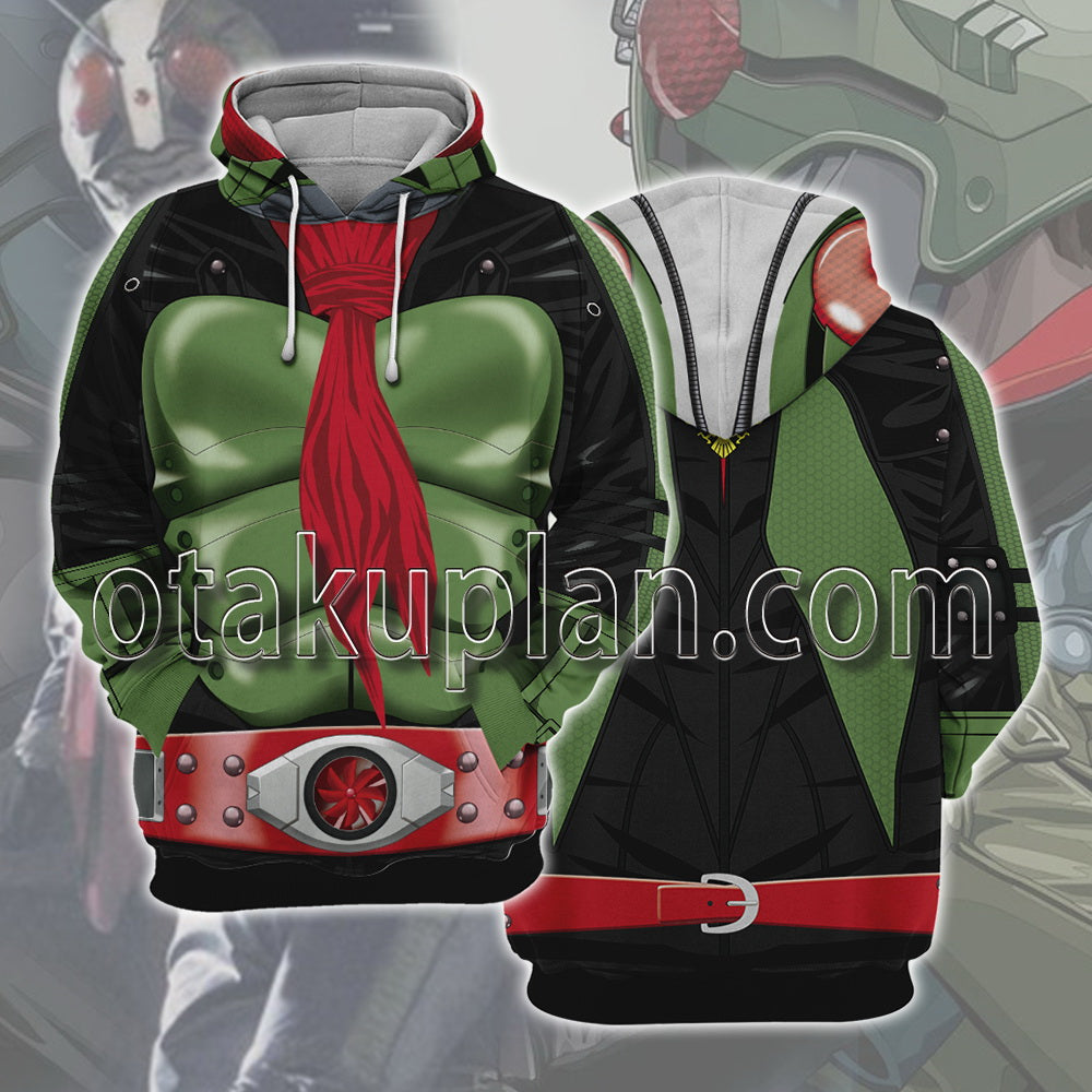 Takeshi Hongo Hopper Red Scarf Green The First Cosplay Hoodie