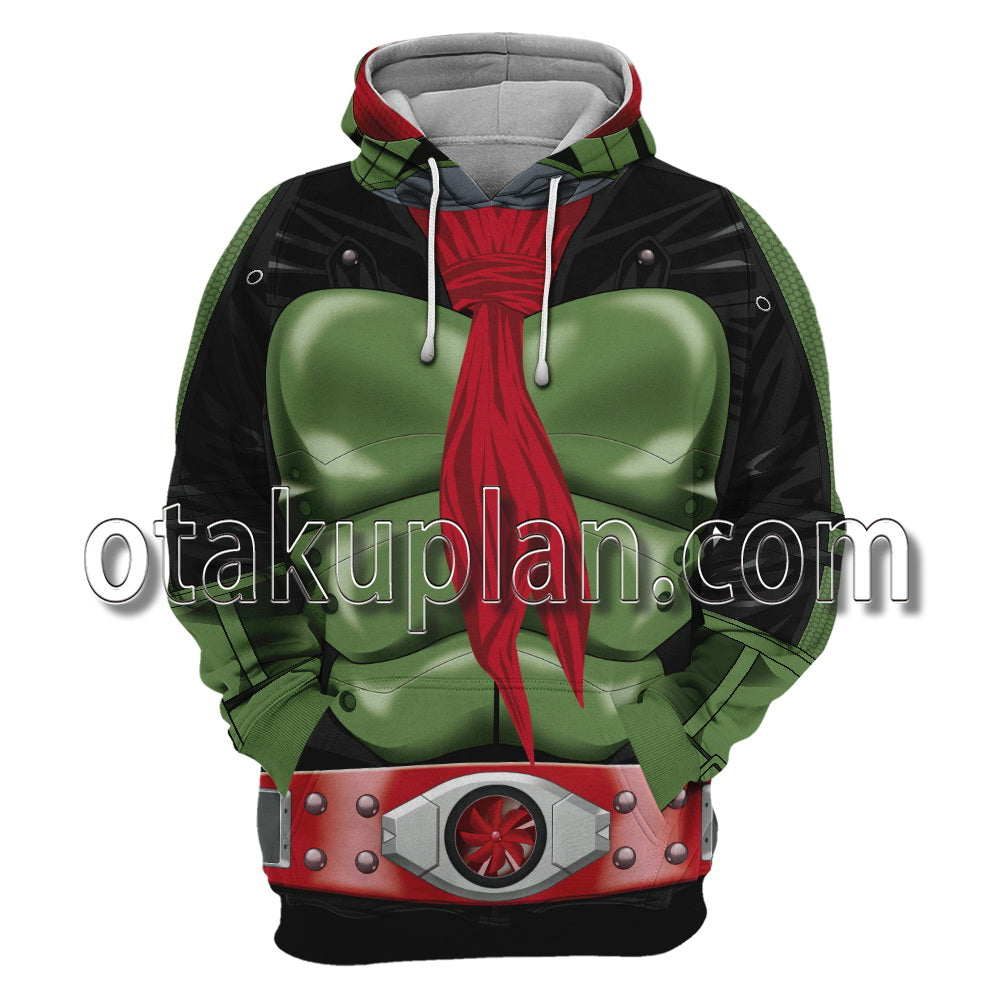 Takeshi Hongo Hopper Red Scarf Green The First Cosplay Hoodie
