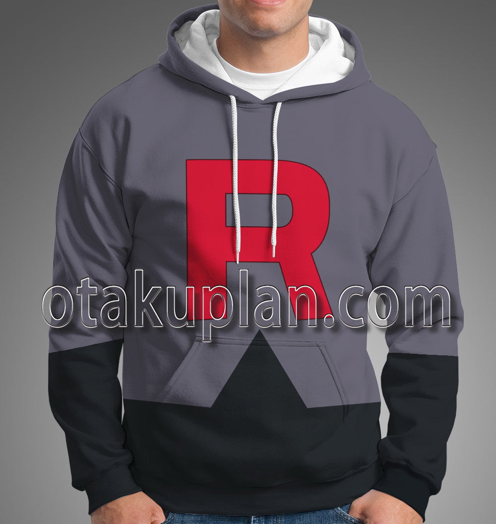 Team Rocket Gray And Black Uniform Cosplay Hoodie