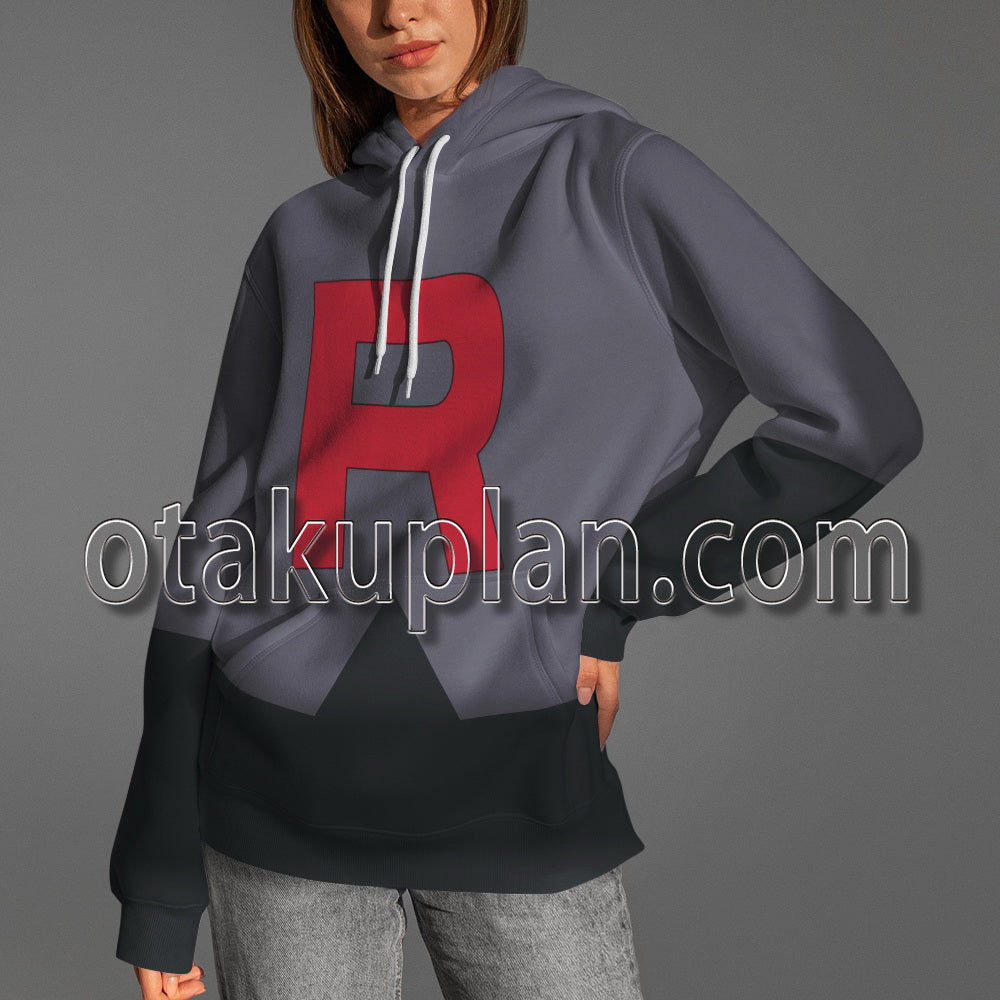 Team Rocket Gray And Black Uniform Cosplay Hoodie