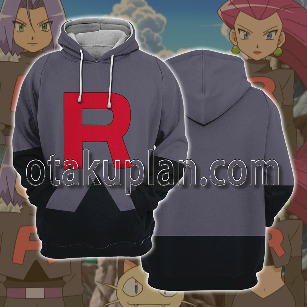 Team Rocket Gray And Black Uniform Cosplay Hoodie