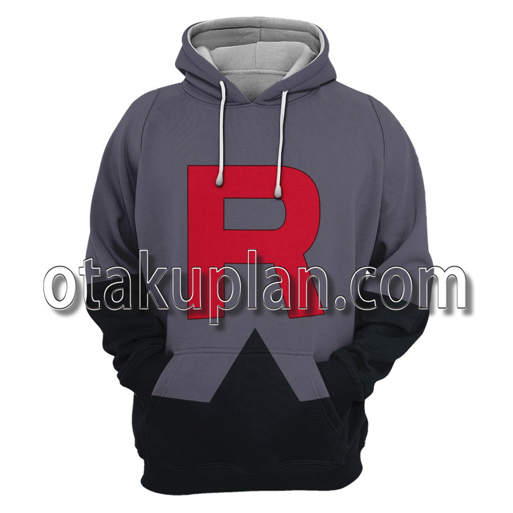 Team Rocket Gray And Black Uniform Cosplay Hoodie