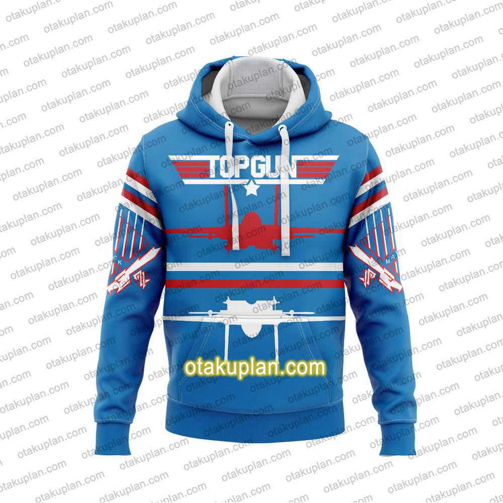 Top Gun Red And White Lines Hoodie