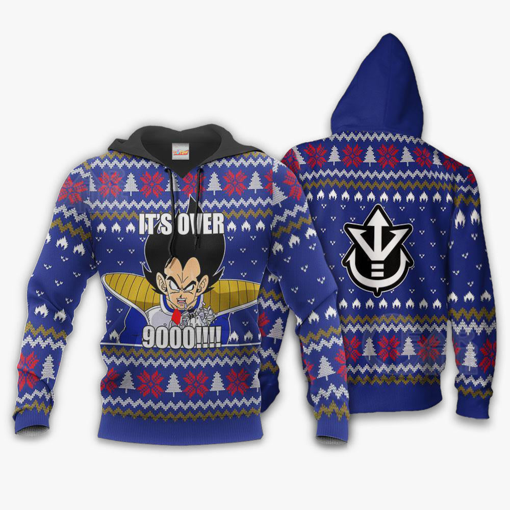 Vegeta Ugly Christmas It's Over Funny DBZ Xmas Hoodie Shirts