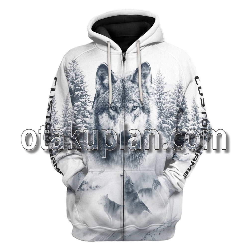 Wolf Snow Custom Name T-Shirt / Hoodie