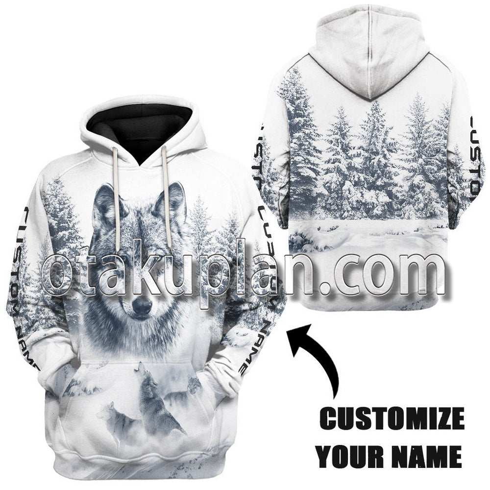 Wolf Snow Custom Name T-Shirt / Hoodie